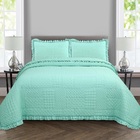 Colcha Babado King Fluffy 3pçs 100% Poliéster - Menta