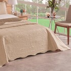 Colcha Bouti Lisa Bege/caqui Casal Padrão Dupla Face 03 Peças