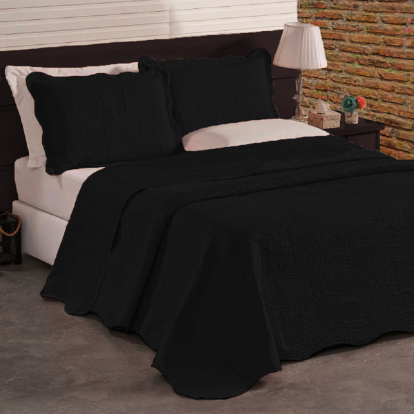 Colcha Bouti Petala 3pçs Cobre Leito Dupla Face Casal Queen P