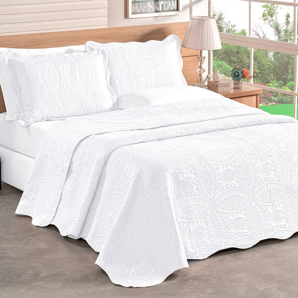 Colcha Branca King Bouti Dupla Face Matelada Ultrassônico 3 P