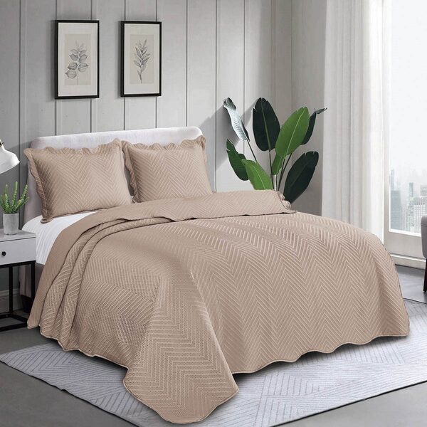 Colcha Camesa Liora Casal 03 Peças Nude