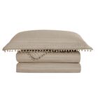Colcha Casal Cobre Leito Pompom 220x240 3 Pç Camesa Cor Bege
