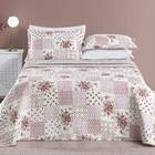 Colcha Casal Padrão Bouti Estampada Dupla Face 3 Peças - Rosa