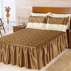 Colcha Casal Padrão Mayara Cetim Liso 05 Peças - Marrom