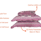 Colcha Casal Patchwork Sultan 3 Peças Realce Top Microfibra K