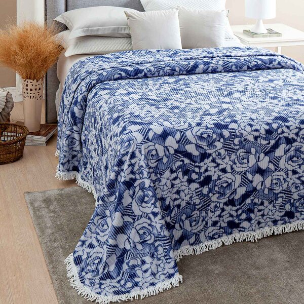 Colcha Chenille Jolitex Canelada Valentina 2,20 X 2,40m Azul