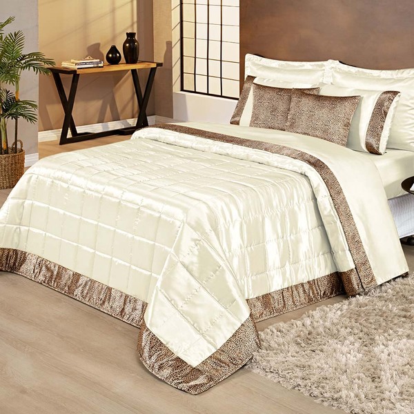 Colcha Cobre Leito Africa Queen 9 Peças Cetim Charmousse - Pa
