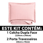 Colcha Cobre Leito Casal Kit 3 Peças Dupla Face Microfibra So