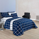 Colcha Cobre Leito Esplendor King 3 Peças Dupla Face - Marinh