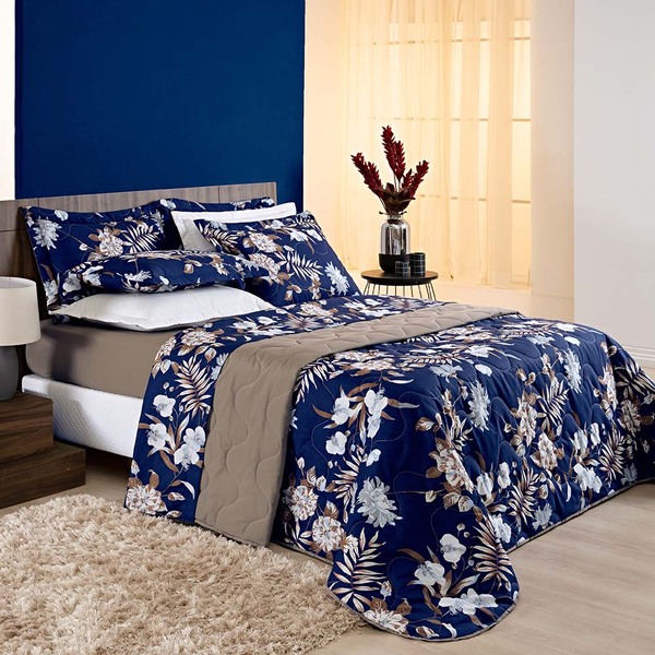 Colcha Cobre Leito Premiere Padrão 3 Peças Dupla Face - Campe