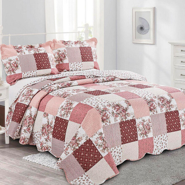 Colcha Cobre Leito Queen 3 Peça Dupla Face Estampada Camesa -