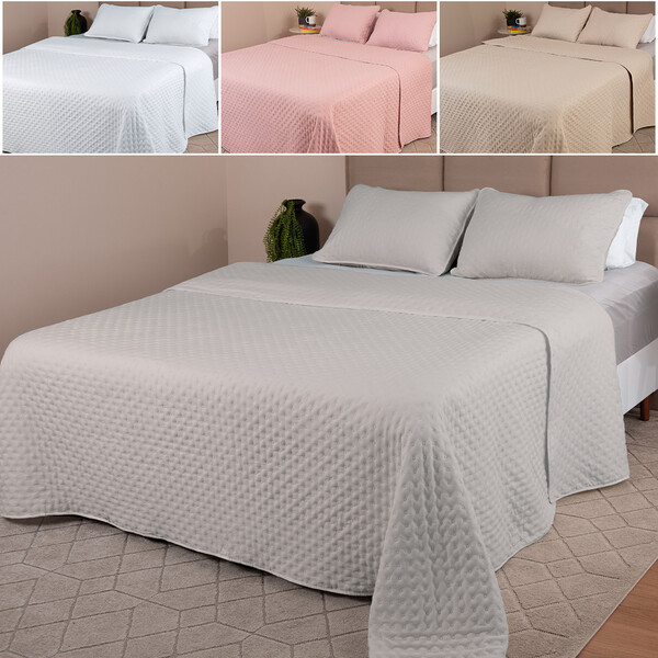 Colcha Cobre Leito Queen Kit 3 Peças Dupla Face Micro Percal