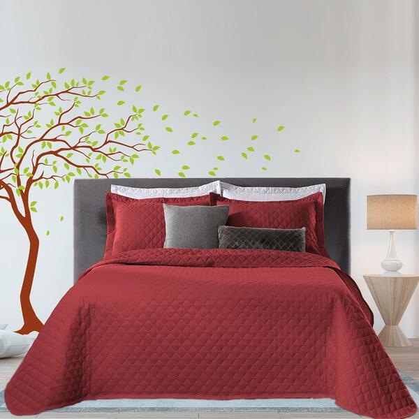 Colcha Com Porta-travesseiro Hedrons Treviso Casal Vermelho P