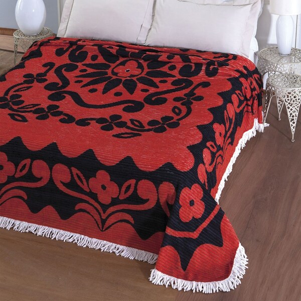 Colcha De Casal Chenille Canelada Com Franjas Florida Jolitex