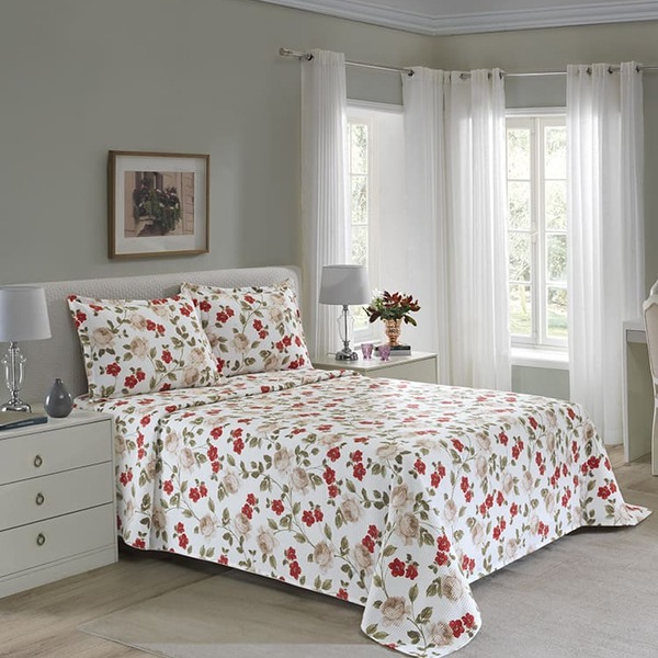 Colcha De Piquet Super Queen Kit 3 Peças Estampada Dohler - V