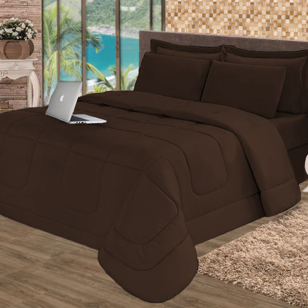 Colcha Dupla Face De Verão Casal Aconchego Avulso Marrom Cotex