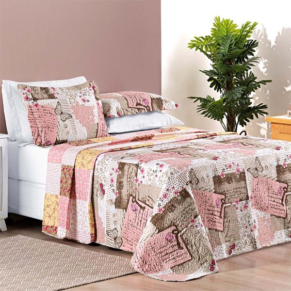 Colcha Essencial Casal King 3 Peças Dupla Face -  Rosê