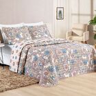 Colcha Estampada Dupla Face Bouti King 03 Peças - Floral Azul