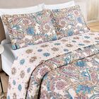 Colcha Estampada Dupla Face Bouti King 03 Peças - Floral Azul