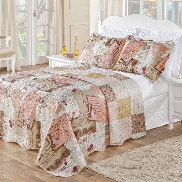 Colcha Estampada Dupla Face Bouti Queen 03 Peças - Patchwork