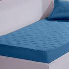 Colcha Fixa Solteiro Percal 180 Fios Matelado 02 Pçs Azul