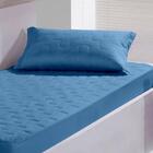 Colcha Fixa Solteiro Percal 180 Fios Matelado 02 Pçs Azul
