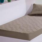 Colcha Fixa Solteiro Percal 180 Fios Matelado 02 Pçs Bege