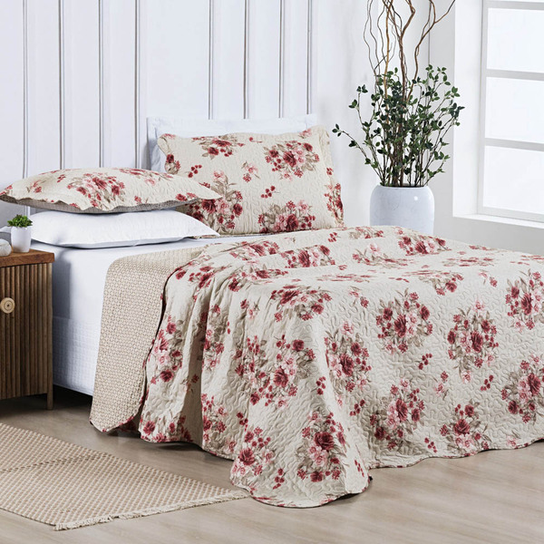 Colcha Florida King 3 Peças Dupla Face - Bella