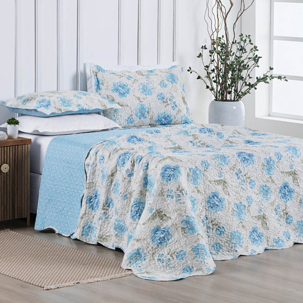 Colcha Florida Queen 3 Peças Dupla Face - Laure