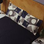 Colcha Geometrica 3 Pçs Casal Queen Azul Casen