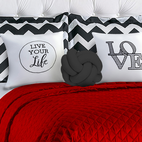 Colcha Good Vibes Queen 8 Peças Vermelho Casa Dona