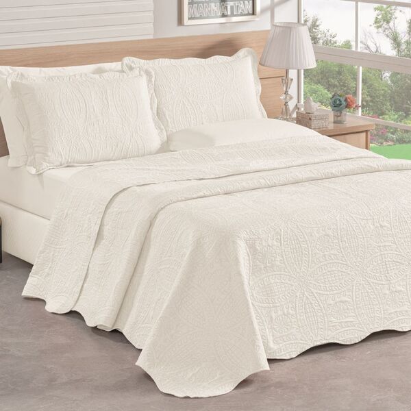 Colcha King Bouti Dupla Face 03 Peças - Branca - 100% Poliést