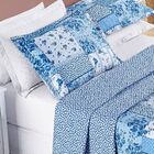 Colcha King Bouti Estampada Dupla Face 3 Peças - Azul Sereno