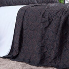 Colcha King Size 3 Peças Preto Matelado Trabalhado Com Porta
