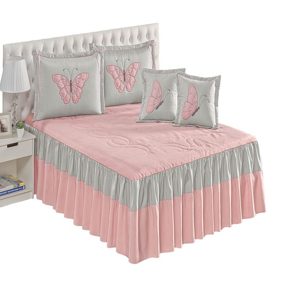 Colcha Kit Cama Liberty Casal 7 Peças Rosê
