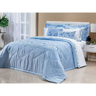 Colcha Londres Super King Azul 100% Algodão 200 Fios 7 Peças