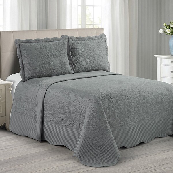 Colcha Matelassê - Casal - Antique - Cinza - C/ Porta Travess