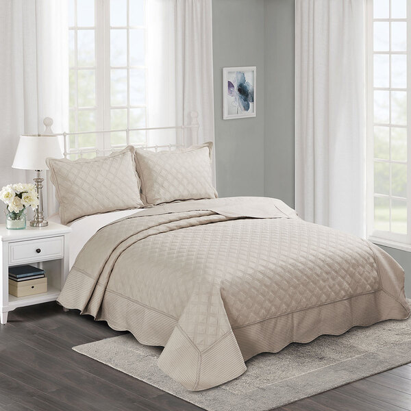 Colcha Matelassê - Queen Size - Orfeu - Bege - C/ Porta Trave