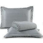 Colcha Matelassê - Solteiro - Pompom - Cinza - C/ Porta Trave