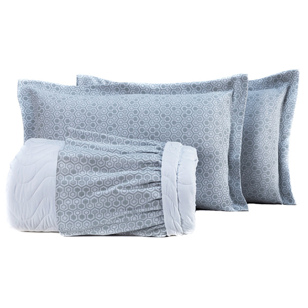 Colcha Messina Queen 03 Peças - Percal 200 Fios C/ Babado Jac