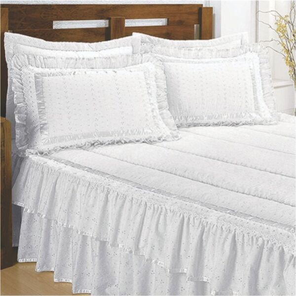 Colcha Nupcias Lese Casal King Babado Duplo  07 Peças - 67% P