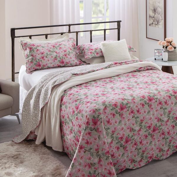 Colcha Patchwork - Casal - Dupla Face - C/ Porta Travesseiros