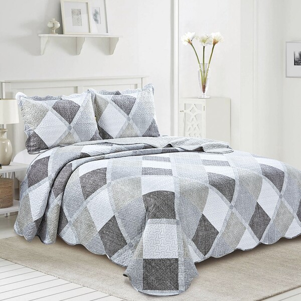 Colcha Patchwork - Casal - Dupla Face - C/ Porta Travesseiros