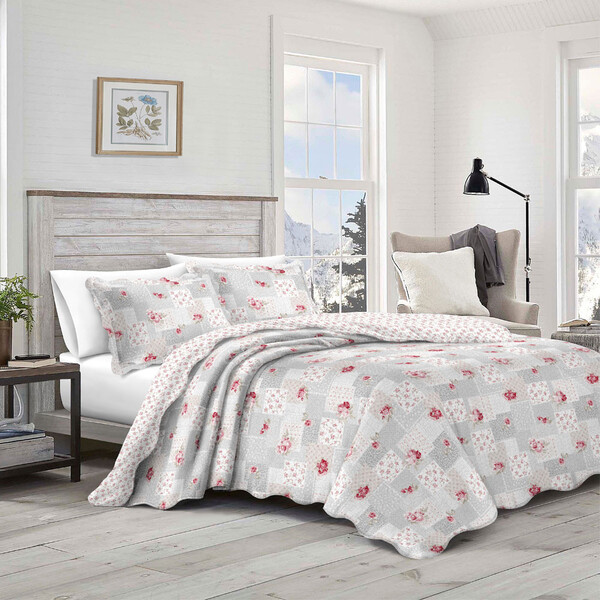 Colcha Patchwork Queen Em Microfibra 3 Peças Camesa