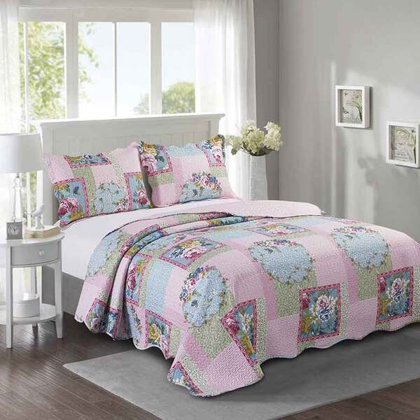 Colcha Patchwork - Solteiro - Dupla Face - C/ Porta Travessei