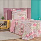 Colcha Quarto Menina Flor Matelada E Tapete Pelucia - Pink