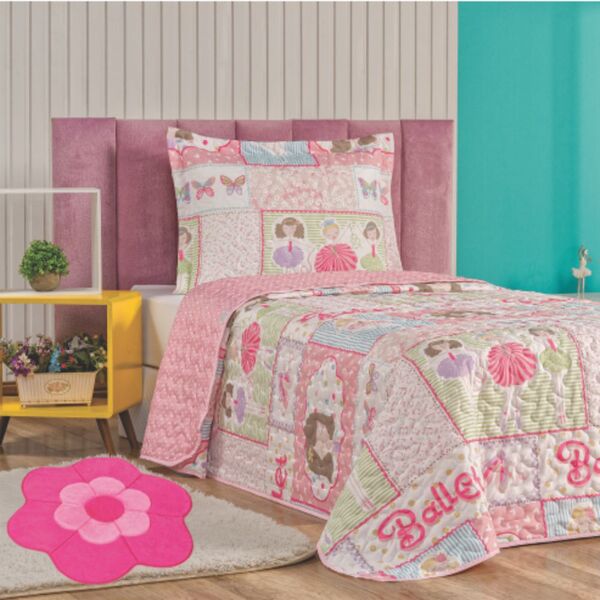 Colcha Quarto Menina Margarida Matelada E Tapete Pelucia - Pi