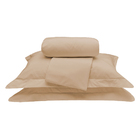 Colcha Queen 100% Algodão Cáqui 200 Fios + Jogo De Cama 100%