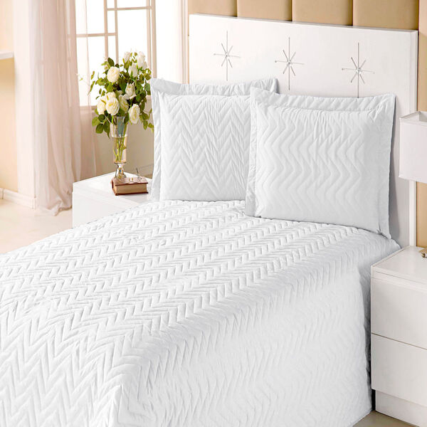 Colcha Queen Clean Branca Enxovais Aquarela  4 Peças Colcha Q