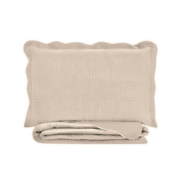 Colcha Queen Cobre Leito  Neo Velvet Microfibra Bege 3 Peças